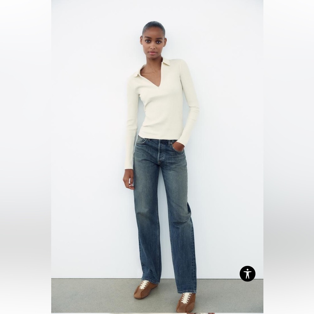 Zara relaxed straight leg 100% cotton jeans
